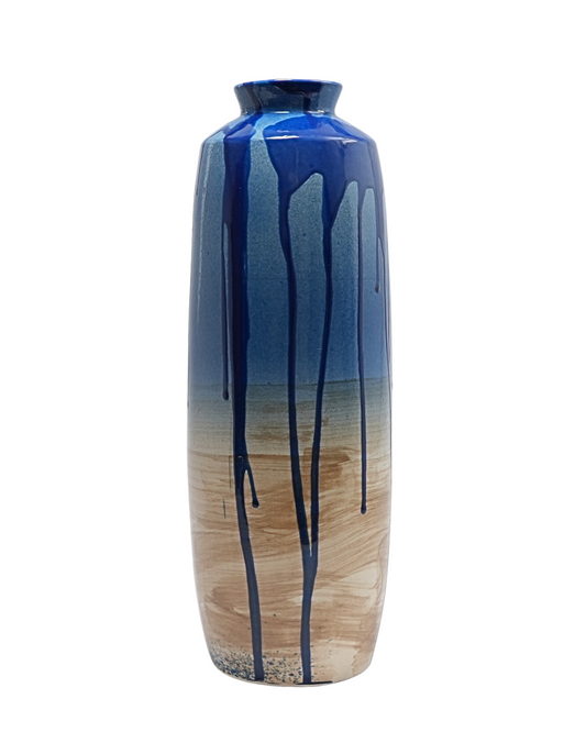 Blue Cascade Stoneware tall elegant vase