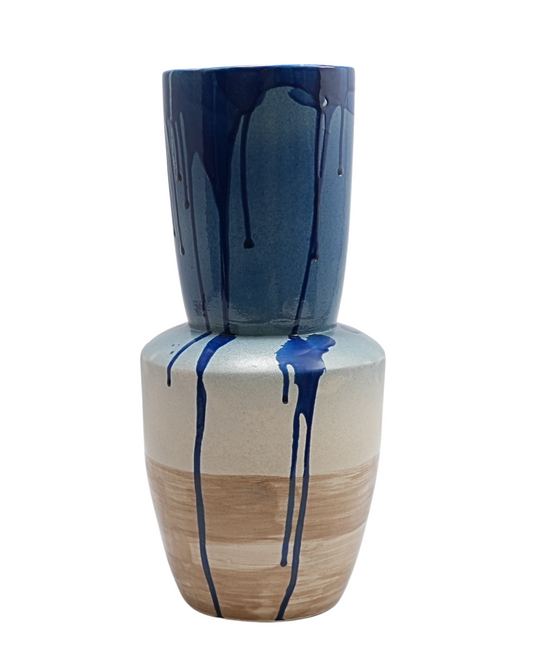 Blue Cascade Stoneware A medium-height vase