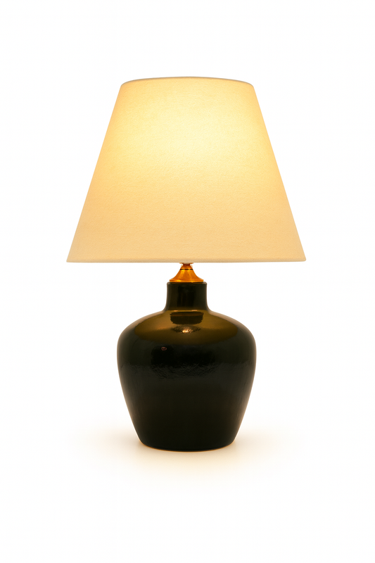 Noirstone – Glossy Black Ceramic Table Lamp