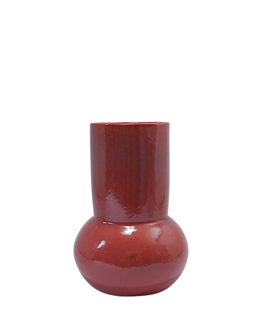 Crimson Harmony Ceramic Vase