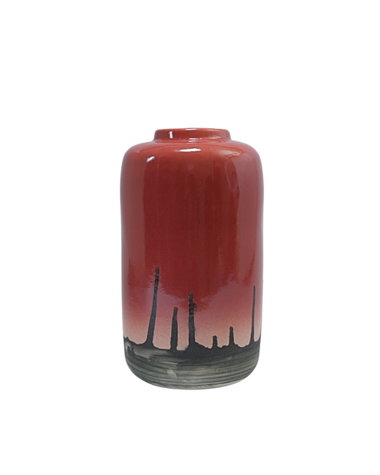 Crimson Skyline Ceramic Vase – by Daira Homes